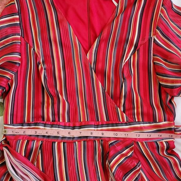 Women's Stripped Red, Yellow and Green Romper with Skirt - Picture 7 of 9